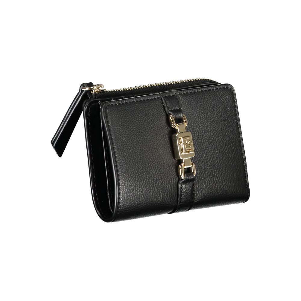 Carteira Tommy Hilfiger Sleek preta com zíper e porta-moedas