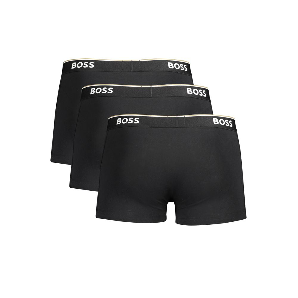 Pacote de cuecas boxer masculinas Hugo Boss pretas de algodão