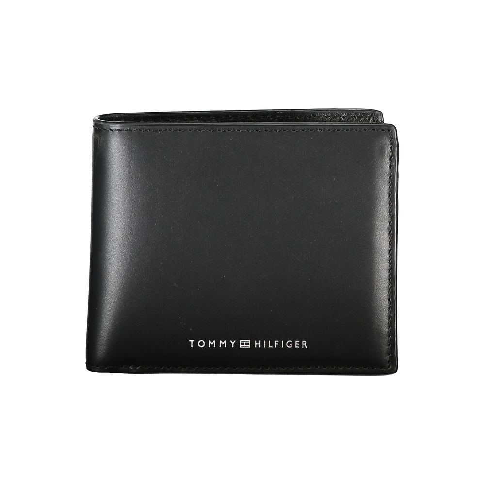 Carteira Tommy Hilfiger Sleek de couro preto para o homem moderno