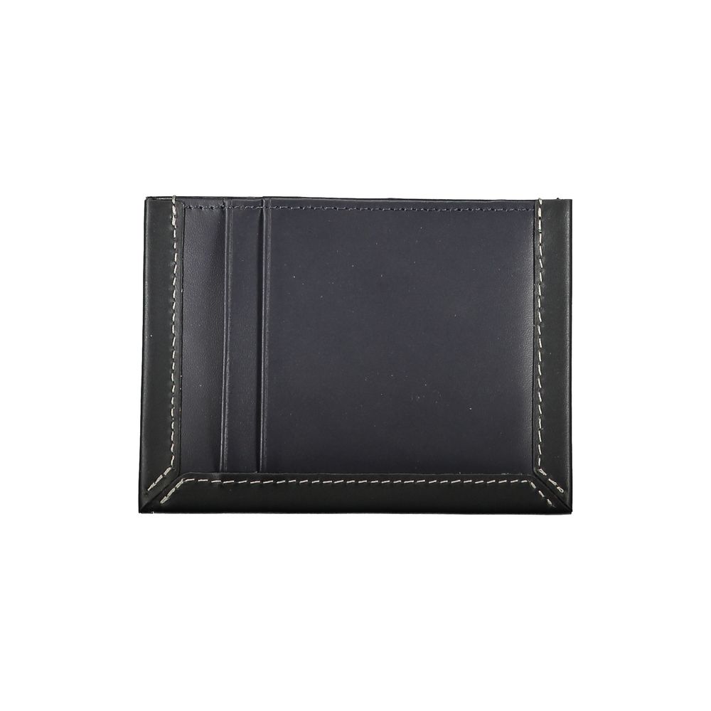 Porta-cartões Tommy Hilfiger Sleek em couro azul com detalhes contrastantes