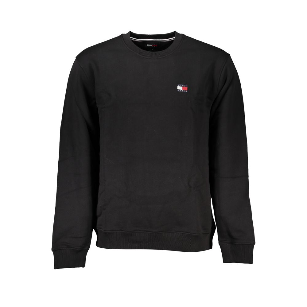 Tommy Hilfiger Sleek Moletom de algodão preto com gola redonda