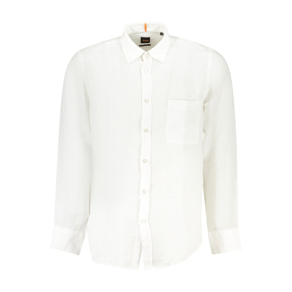 Camisa masculina de linho branca Hugo Boss