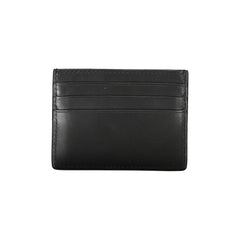 Porta-cartões Tommy Hilfiger Chic em couro preto com detalhes contrastantes