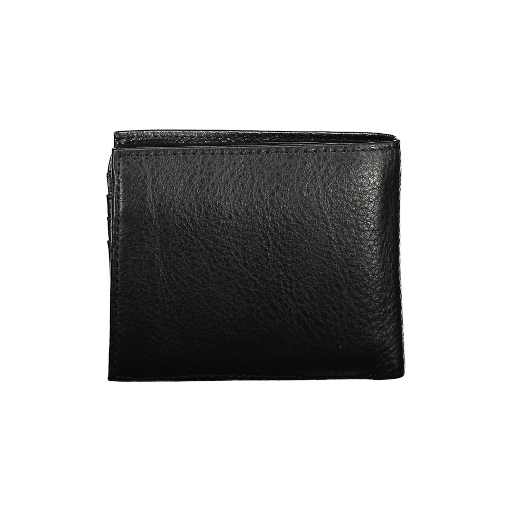 Carteira Tommy Hilfiger Sleek de couro preta com amplo armazenamento