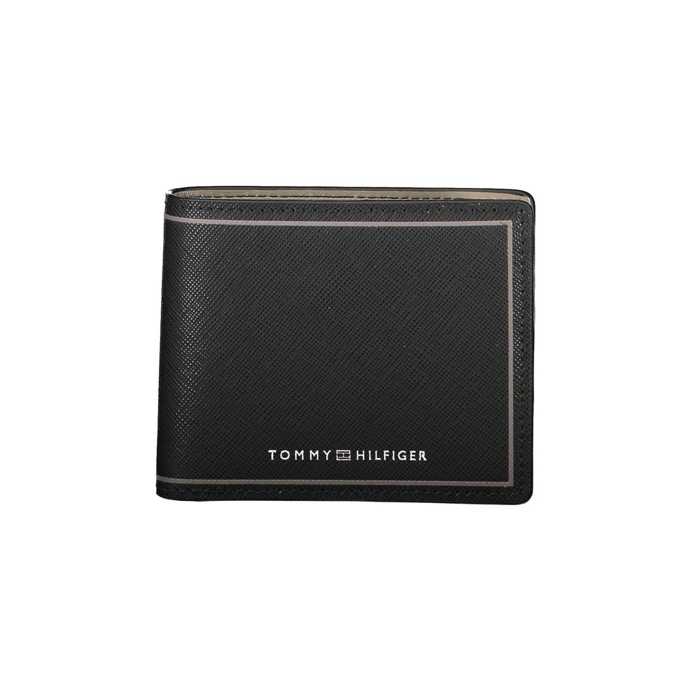 Carteira dupla de couro preta Tommy Hilfiger