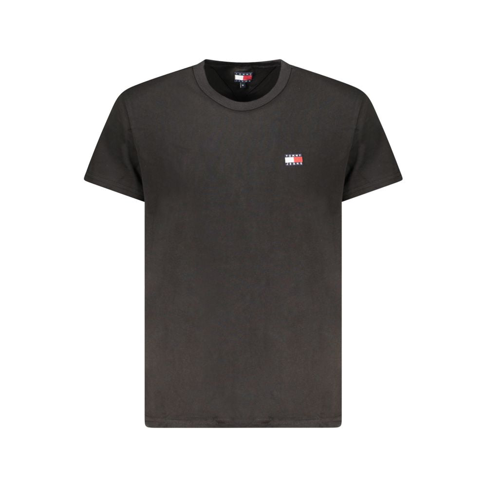 Camiseta masculina preta de algodão Tommy Hilfiger