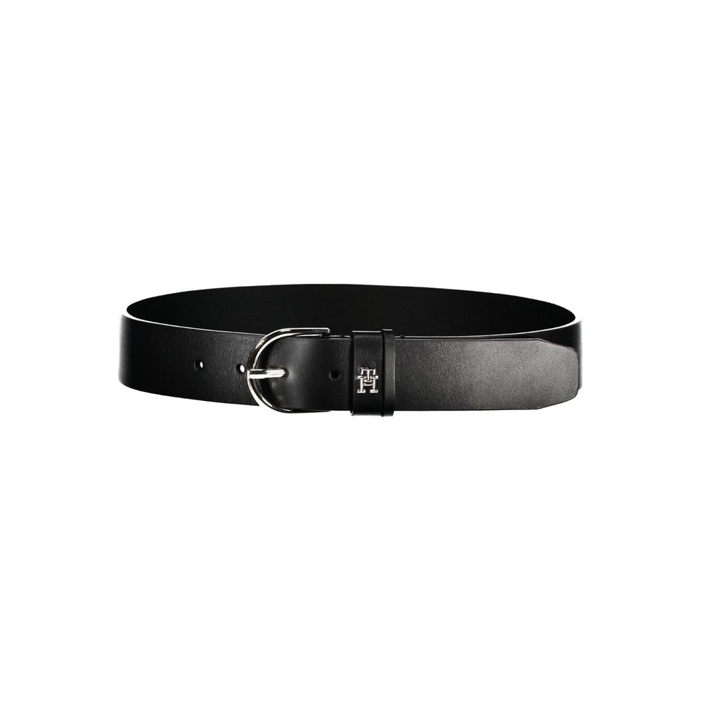 Tommy Hilfiger Chic Cinto de couro preto com fivela de metal