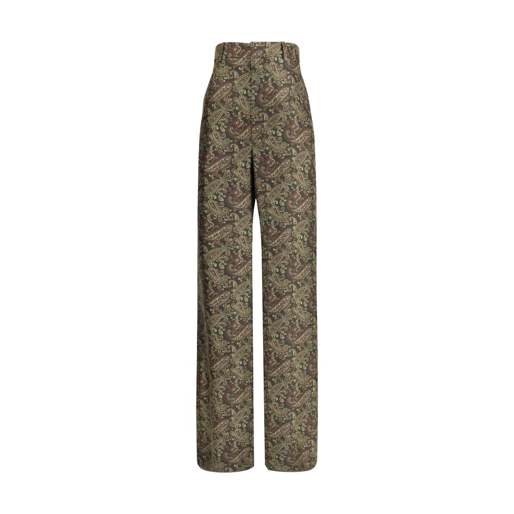 Calças de seda com padrão Paisley da Saint Laurent
