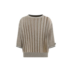 Blusa de tricô vazado Brunello Cucinelli com lantejoulas