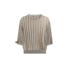Blusa de tricô vazado Brunello Cucinelli com lantejoulas
