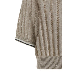 Blusa de tricô vazado Brunello Cucinelli com lantejoulas