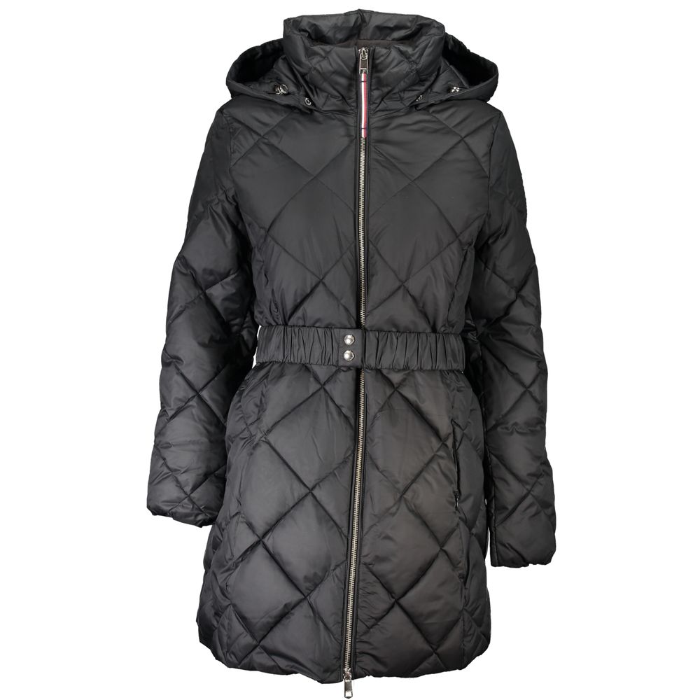 Jaquetas e casacos de poliéster pretos Tommy Hilfiger