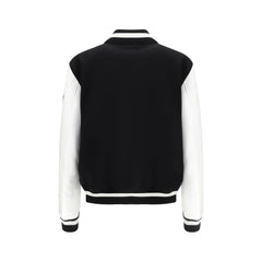 Jaqueta bomber universitária de couro e lã Off-White