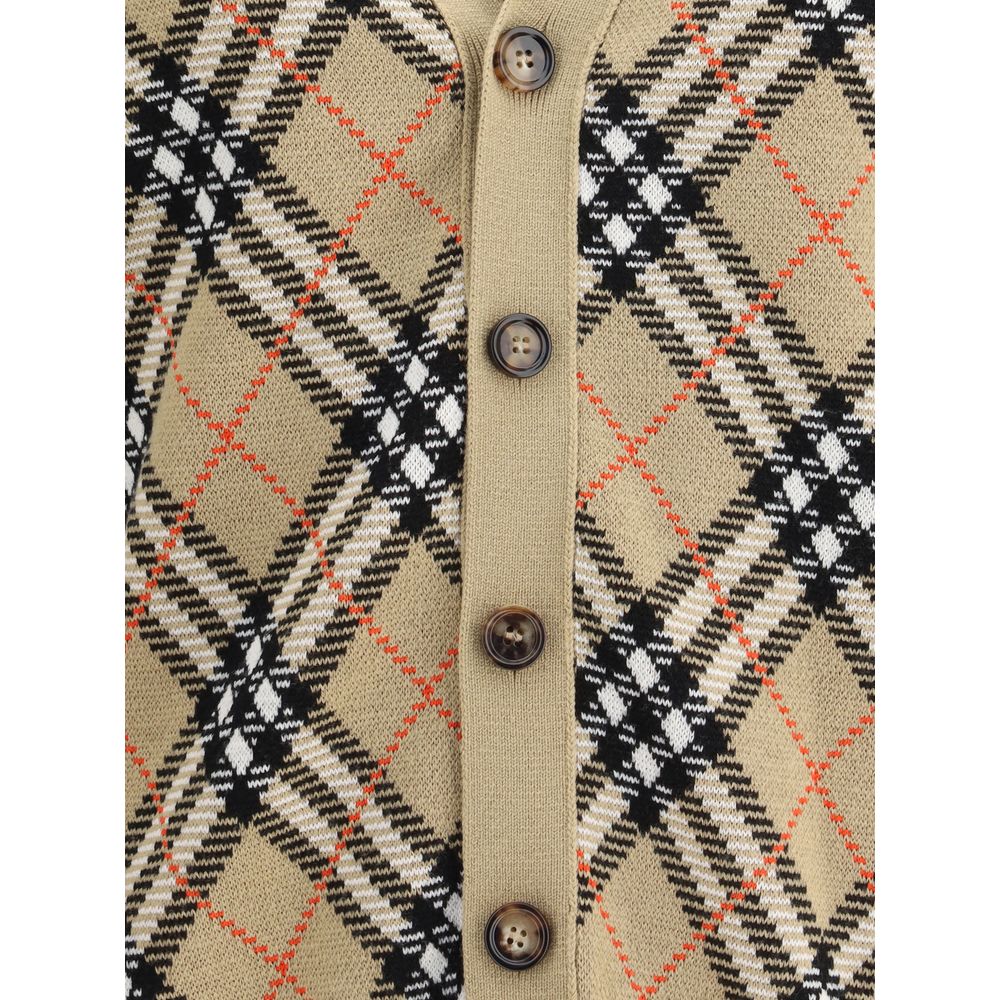 Cardigan de lã xadrez Burberry Archive