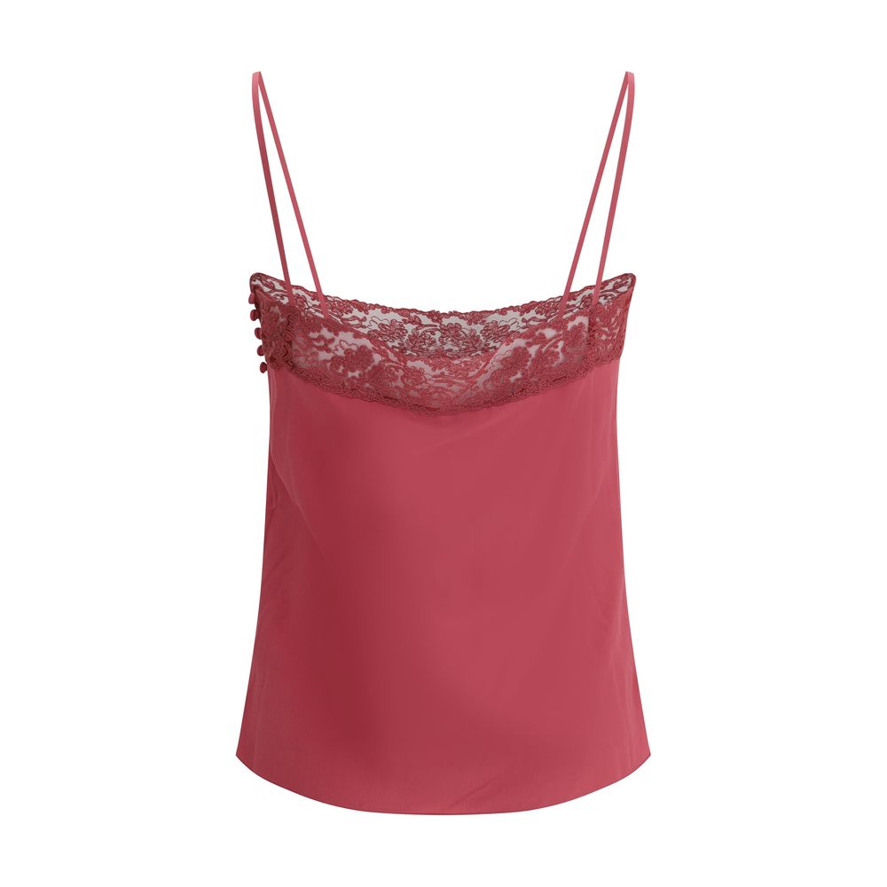 Chloé Top em crepe de chine e renda