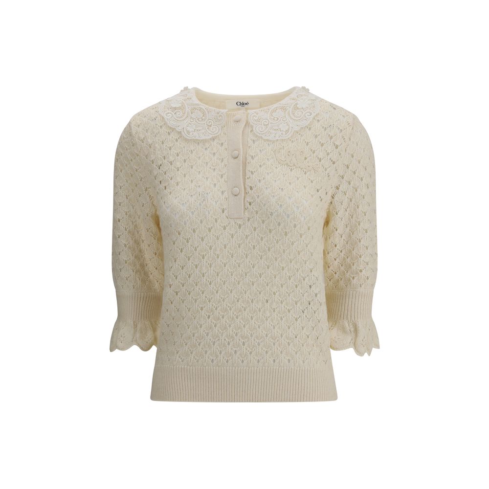 Suéter Chloé com gola de renda