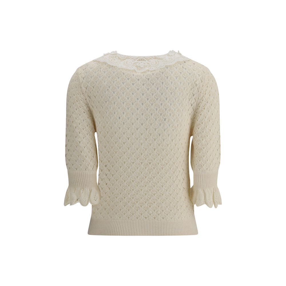 Suéter Chloé com gola de renda