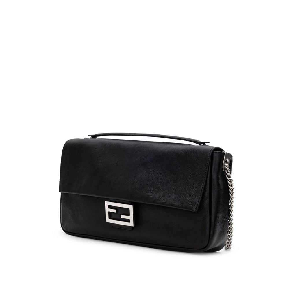 Bolsa de ombro Fendi de couro preta