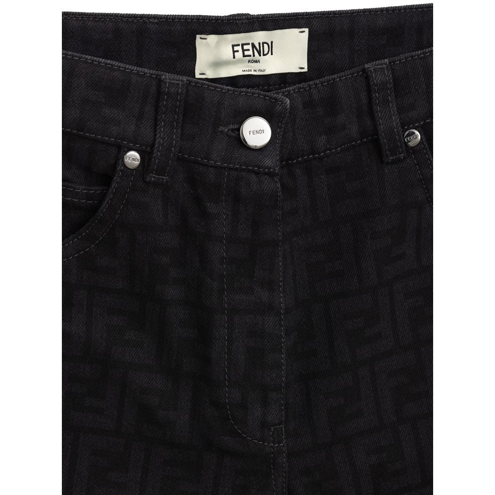 Calça jeans Fendi preta de algodão