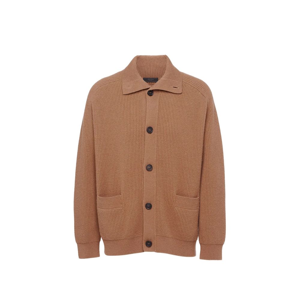 Cardigan de cashmere com nervuras Prada
