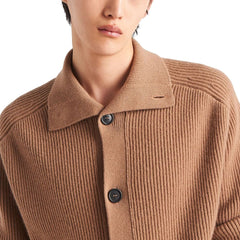 Cardigan de cashmere com nervuras Prada