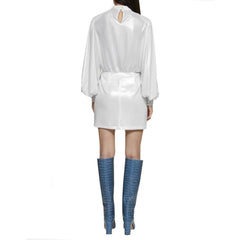 Vestido curto laminado Abelia BLANCA VITA