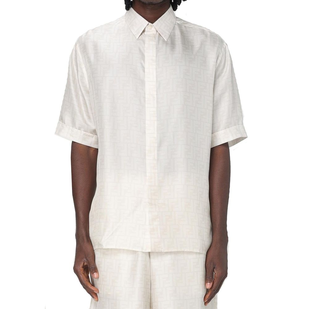 Camisa de seda com logotipo Fendi