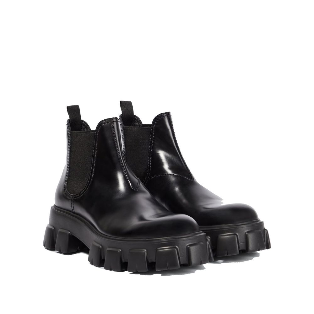 Botas de couro Prada Monolith até o tornozelo