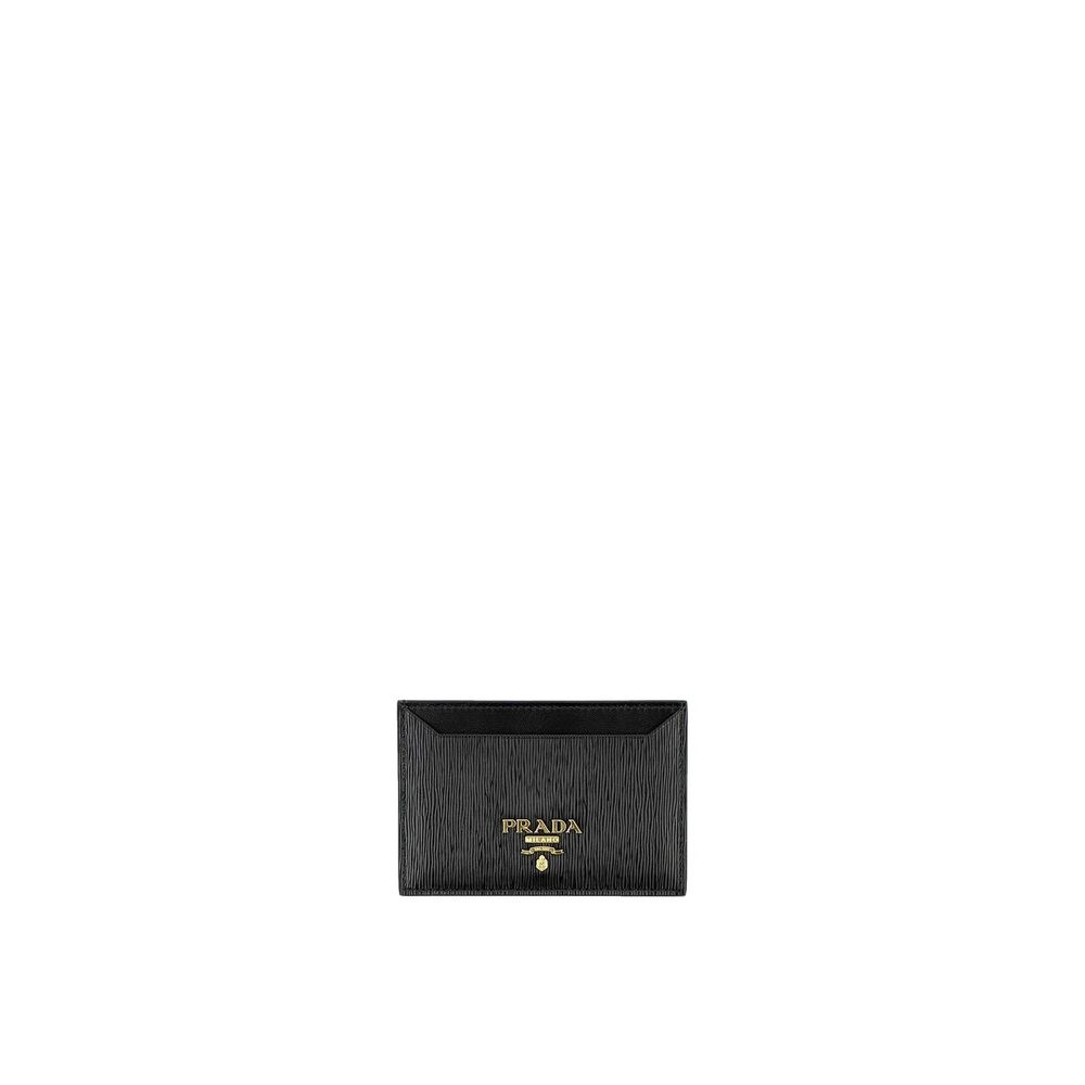 Carteira Prada com logotipo em couro