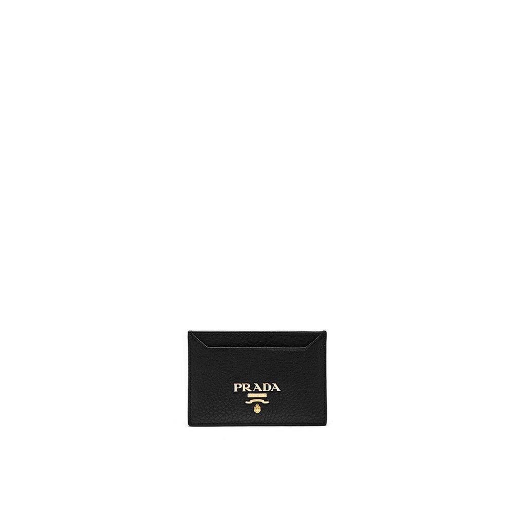Porta-cartões de couro com logotipo da Prada