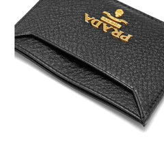 Porta-cartões de couro com logotipo da Prada