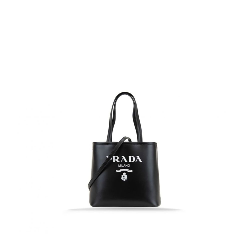 Bolsa tote de couro com logotipo Prada