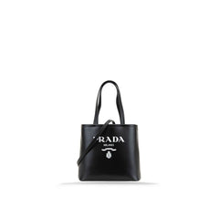 Bolsa tote de couro com logotipo Prada