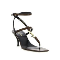 Sandálias de dedo Saint Laurent Cassandra de couro
