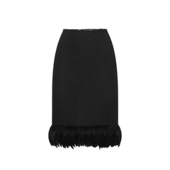 Saia de seda com acabamento em penas Saint Laurent
