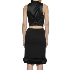 Saia de seda com acabamento em penas Saint Laurent