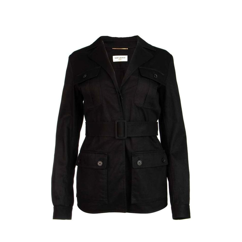 Jaqueta Saint Laurent com cinto e bolso de aba