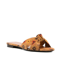 Chinelos Saint Laurent Bianca de camurça com nó
