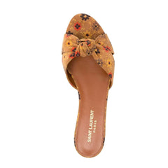 Chinelos Saint Laurent Bianca de camurça com nó
