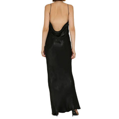 Vestido longo de cetim Saint Laurent