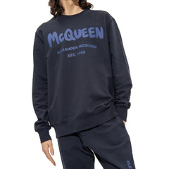 Moletom com logotipo de algodão Alexander McQueen