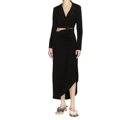 Vestido midi com recorte off-white