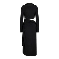 Vestido midi com recorte off-white