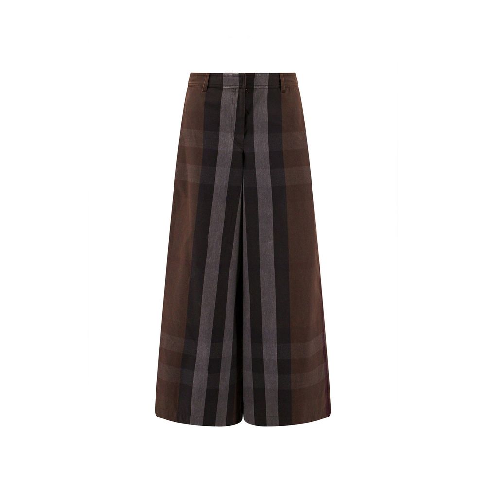 Calça de lona xadrez Burberry com perna larga