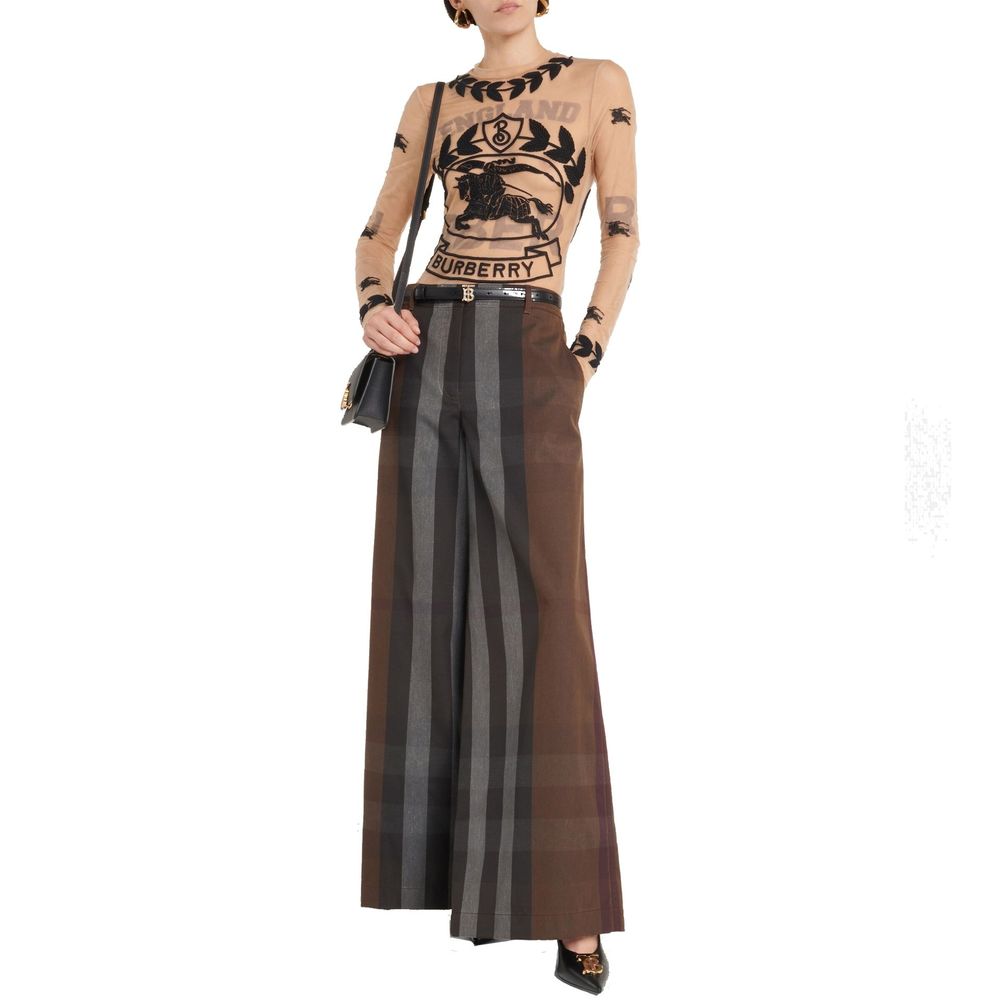 Calça de lona xadrez Burberry com perna larga