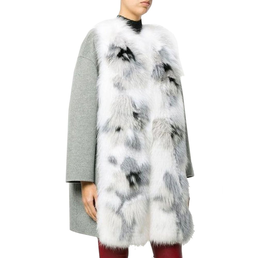 Casaco de cashmere com acabamento em pele Fendi
