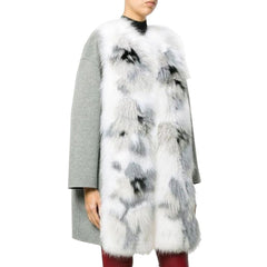 Casaco de cashmere com acabamento em pele Fendi