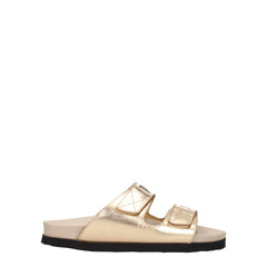 Palm Angels Gold Leather Slipper
