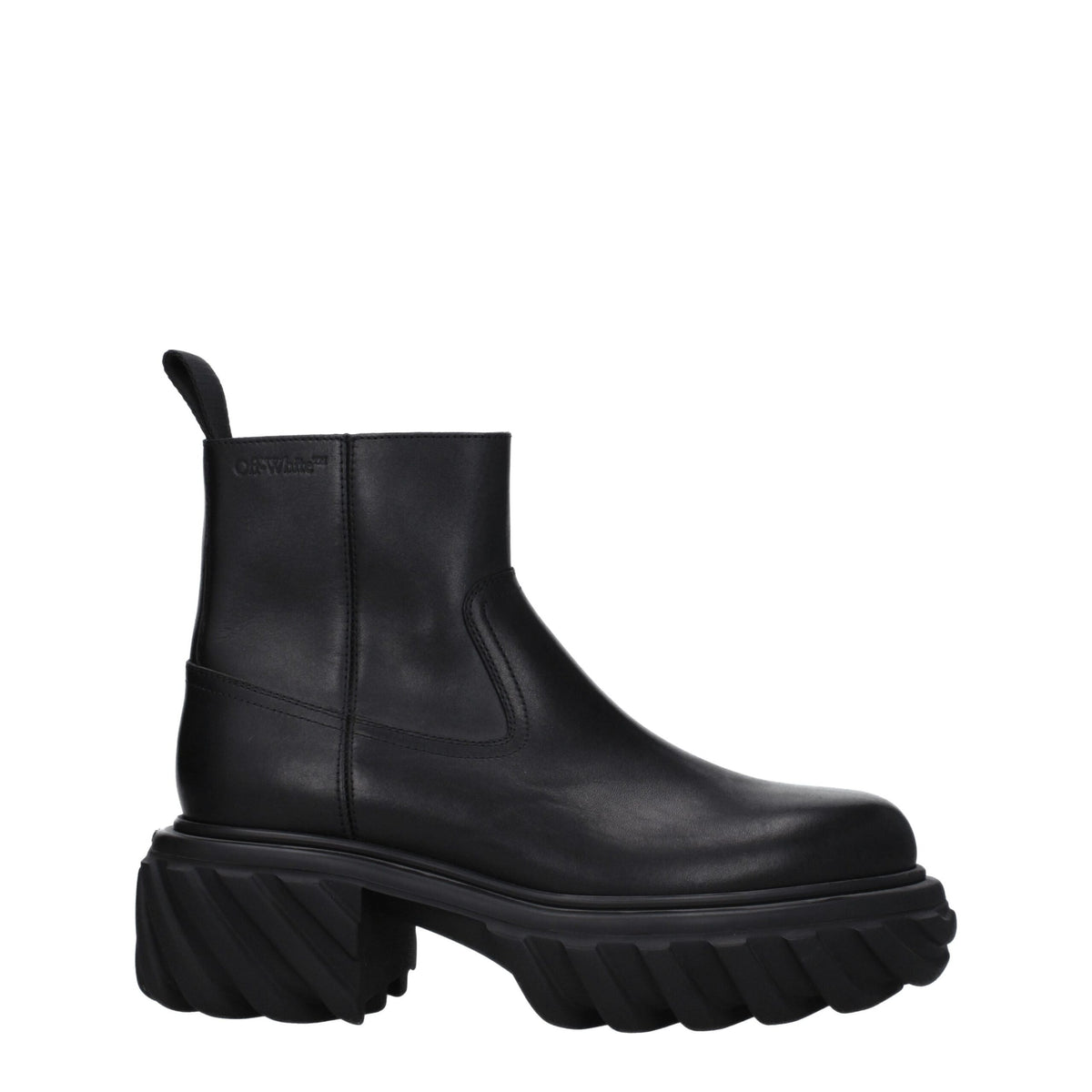 Off-White Black Leather Ankle