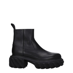 Off-White Black Leather Ankle